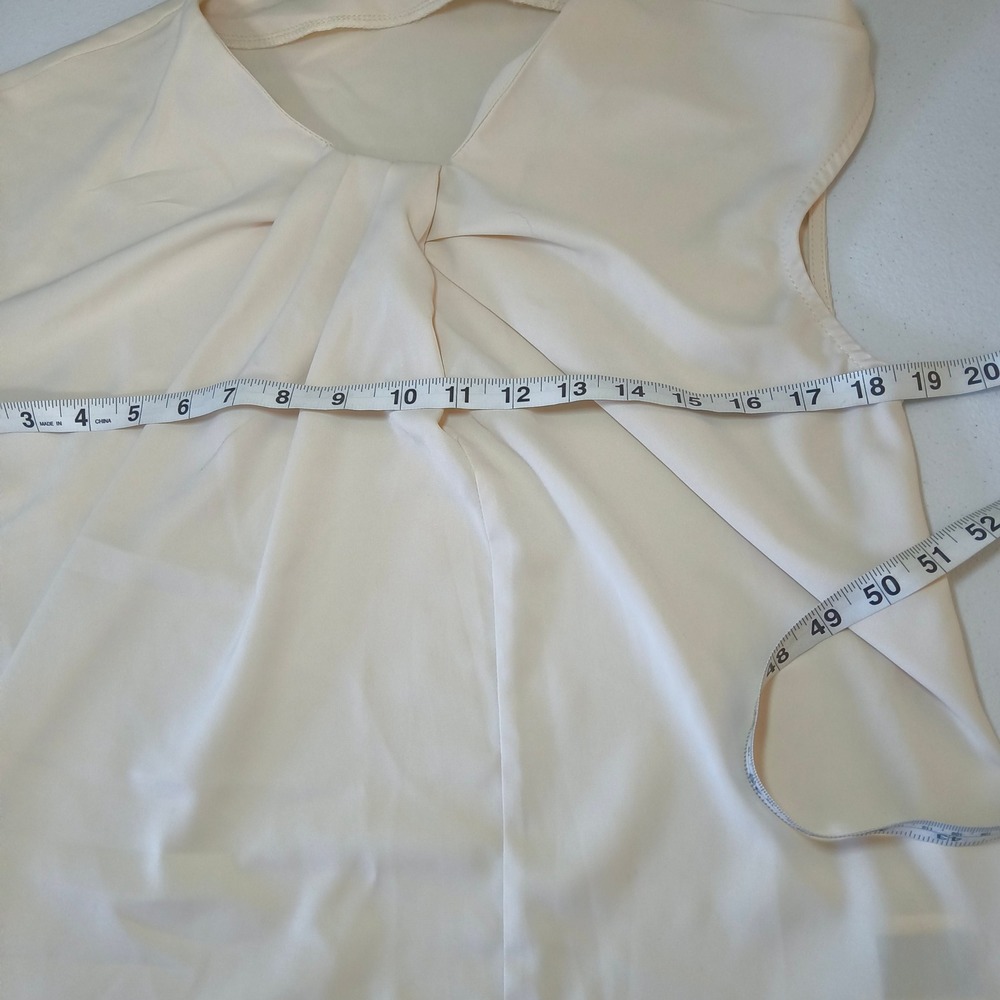 SHEIN Cream Twisted Knot Neck Sleeveless Blouse Cap Sleeve Top Size M Medium - Picture 4 of 6